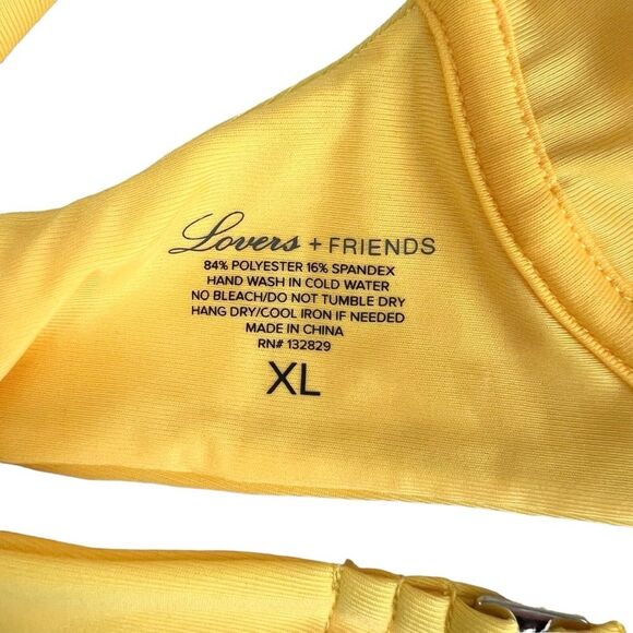 Lovers and Friends Revolve Zisa Bikini Set Yellow NWT Top XL EUC Bottom L Beach - Picture 5 of 16
